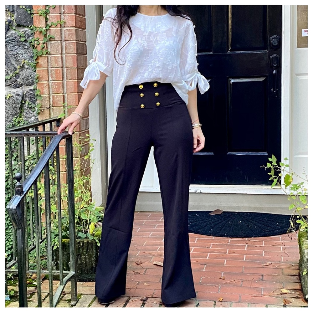 ✨SALE✨Chic black wide leg sailor style pants - Picture 8 of 11